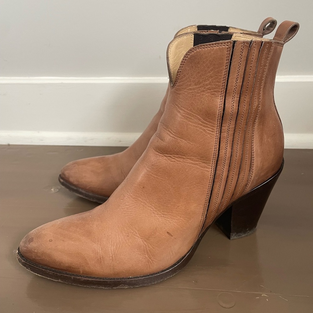 Women's Tan Leather Ankle Boots
